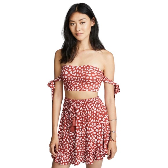 Tiare Hawaii Frost Maroon Signature Ruched Crop Top - Picture 1 of 5